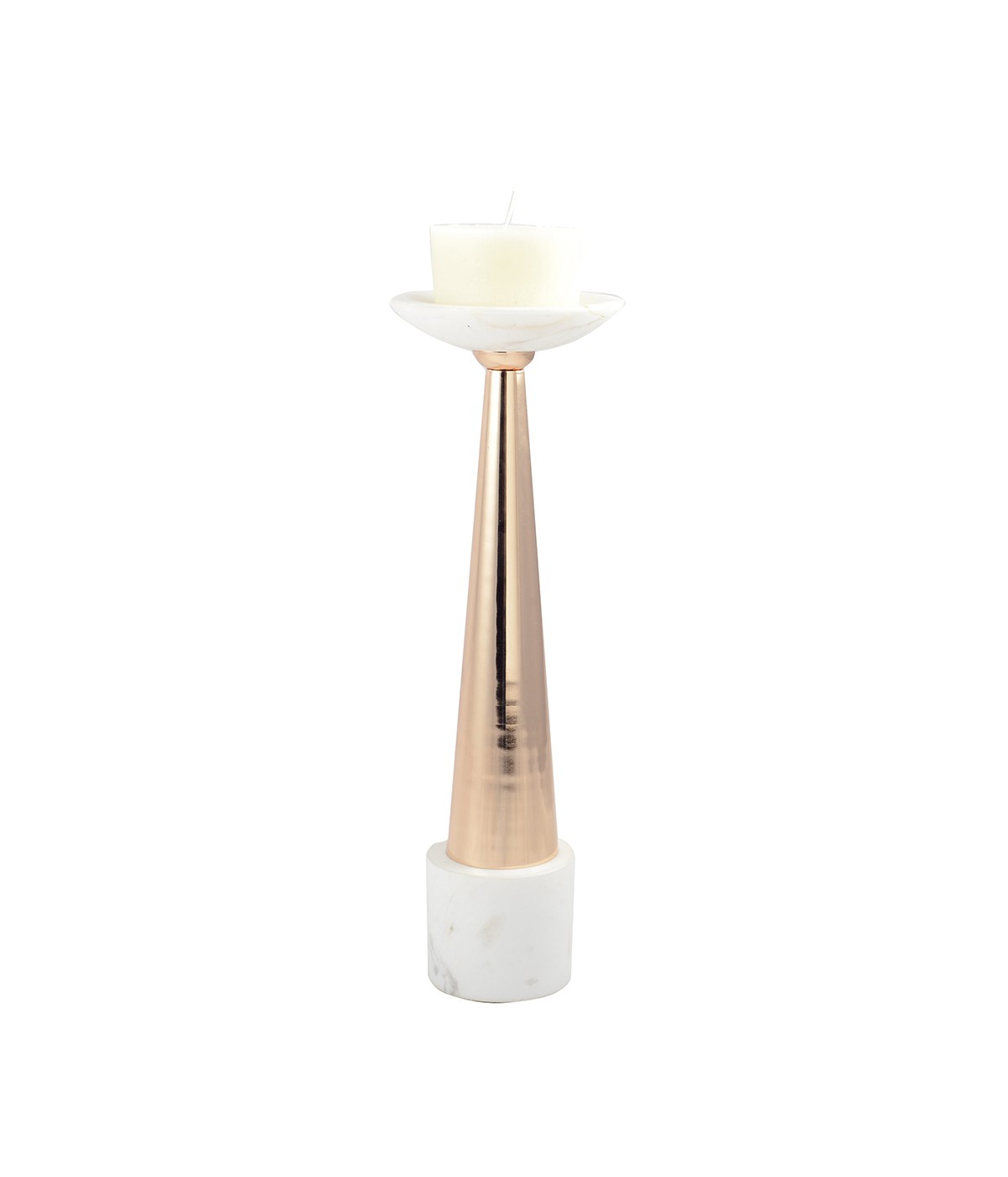 White and pink gold marble candleholder 12x12x42cm
