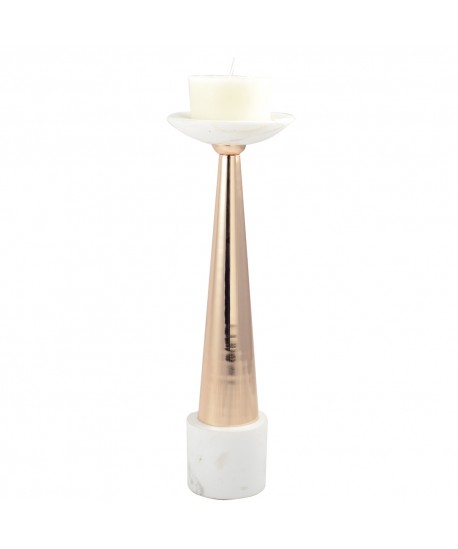 White and pink gold marble candleholder 12x12x42cm
