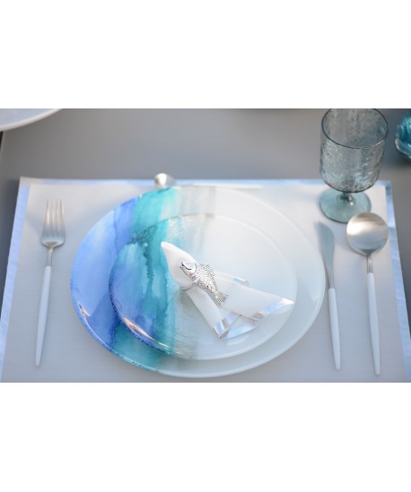 Ménagère 24 pièces argent et blanche