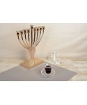 Chandelier menorah doré 9 feux 34x12x37.5cm