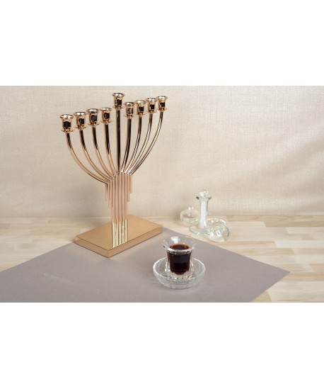 Chandelier menorah doré 9 feux 34x12x37.5cm