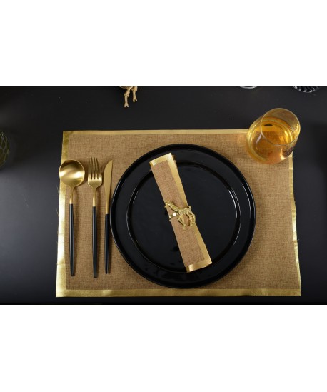 Gold and black cutlery set - 24 pieces