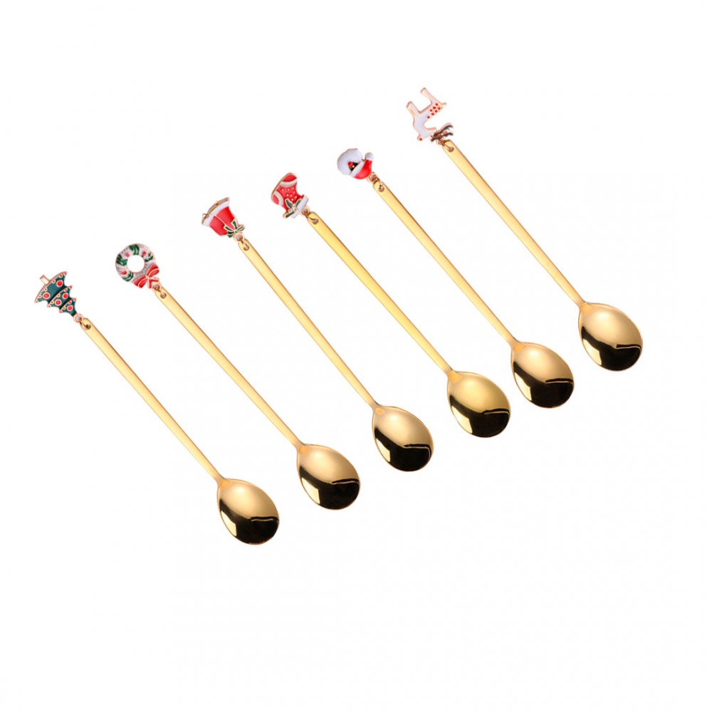 Cuillères dorées Noël - lot de 6