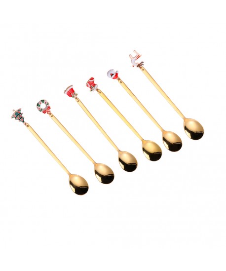 Cuillères dorées Noël - lot de 6