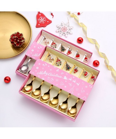 Cuillères dorées Noël - lot de 6