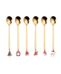 Cuillères dorées Noël - lot de 6