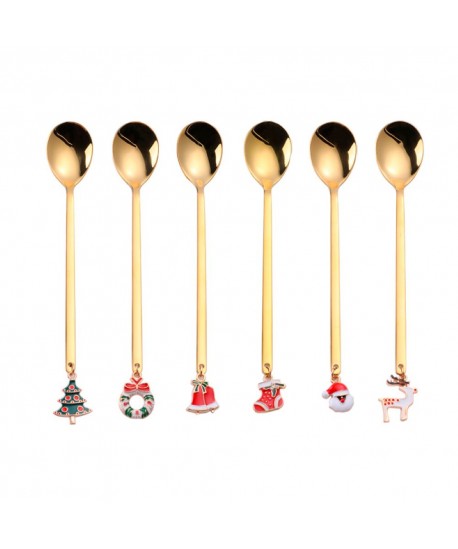 Cuillères dorées Noël - lot de 6