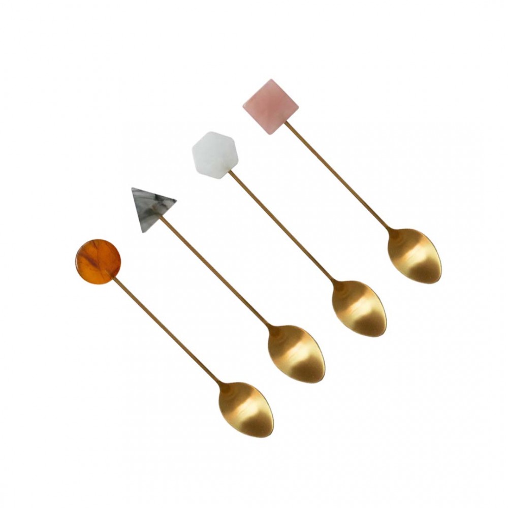 Spoons with multicolored acrylic tips - set of 4