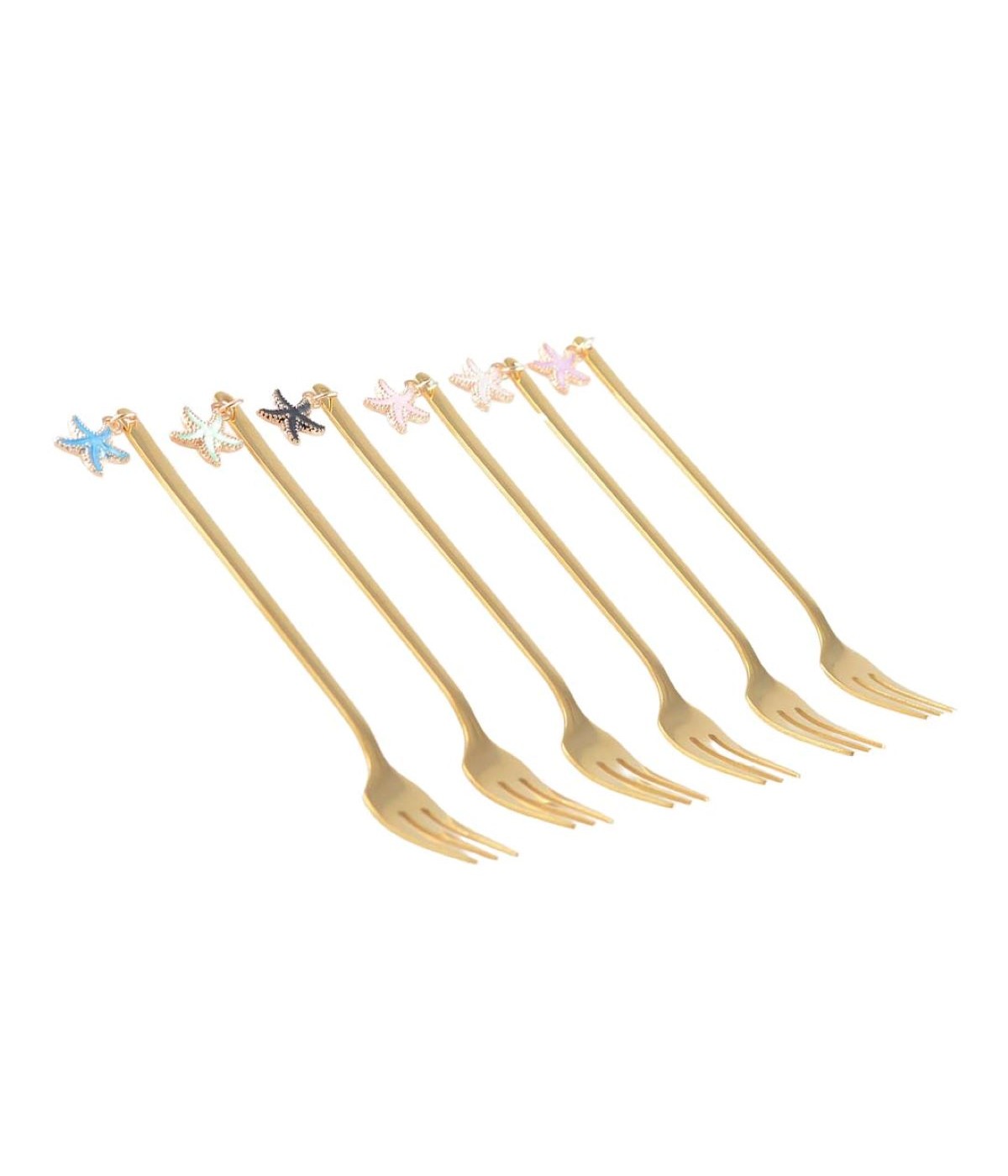 Fourchettes à dessert dorées étoile - lot de 6