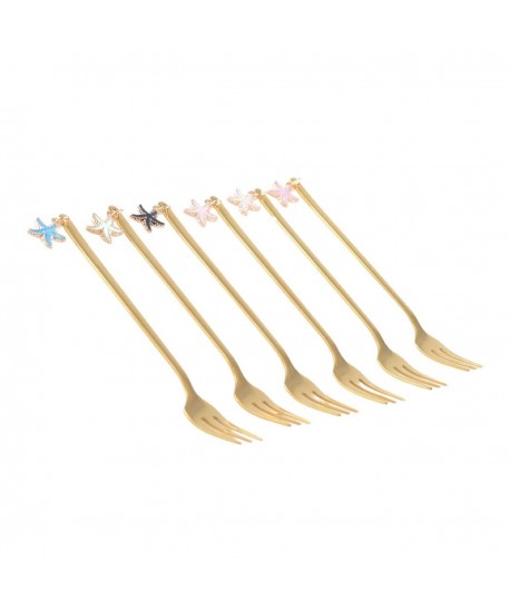 Fourchettes à dessert dorées étoile - lot de 6