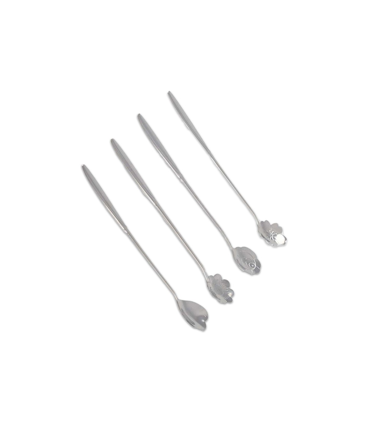 Silver long flower spoons - set of 4