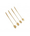 Golden long flower spoons - set of 4