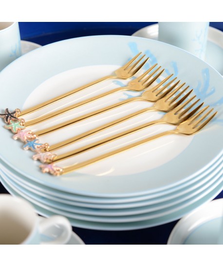 Fourchettes à dessert dorées étoile - lot de 6