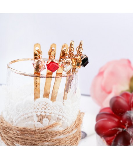 Cuillères dorées avec diamants multi couleurs - lot de 6