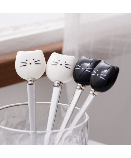 Black and white cat spoons - set of 6