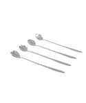 Silver long flower spoons - set of 4
