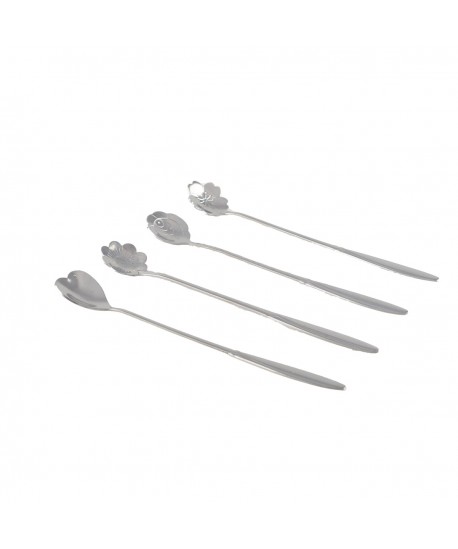 Silver long flower spoons - set of 4