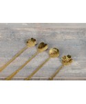 Golden long flower spoons - set of 4