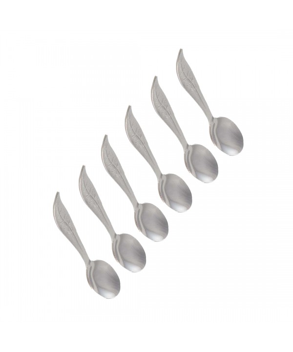 Cuillères feuilles argentées - lot de 6
