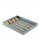 Golden long flower spoons - set of 4