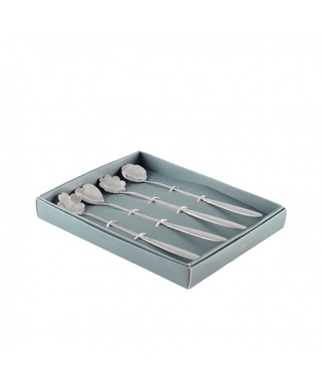 Silver long flower spoons - set of 4