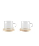Tea cups with bamboo saucers - set of 2