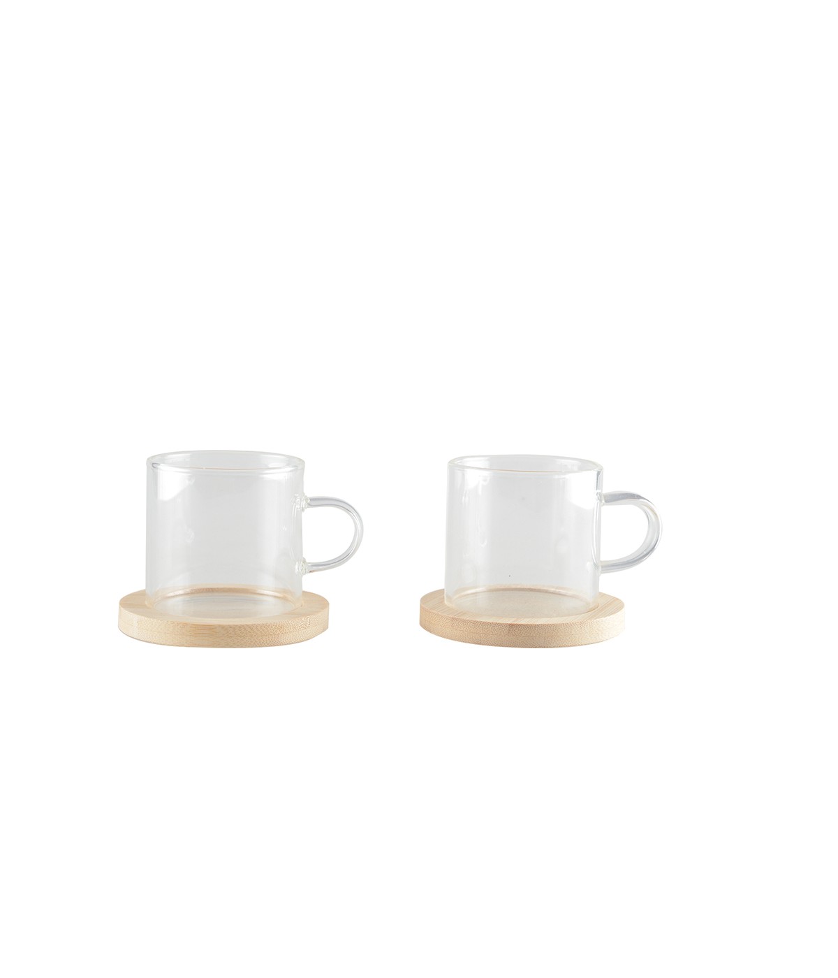 Tea cups with bamboo saucers - set of 2