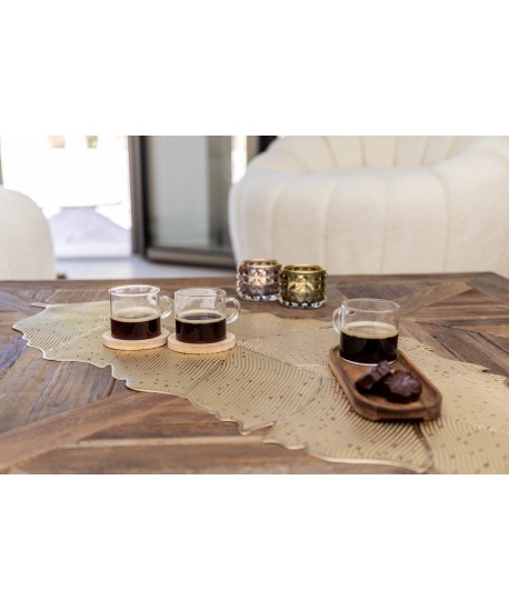 Tea cups with bamboo saucers - set of 2