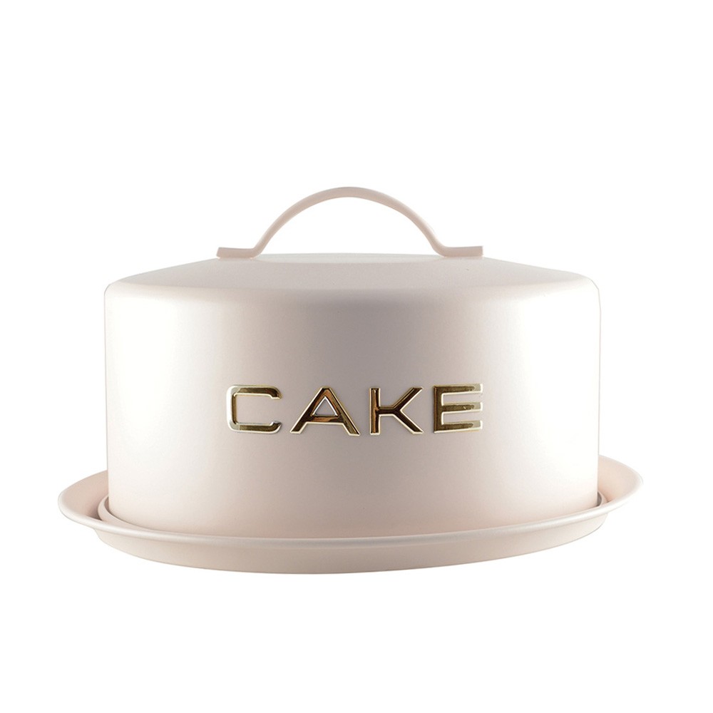 Beige cake dish with cover 28x28x15cm