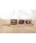 Set apéritif de 3 verres avec plateau en bois 29.5x8x6.1cm