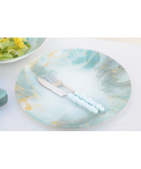 Fourchettes à dessert argent avec manches multi couleurs - lot de 6