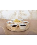 Set apéritif de 7 coupelles sur plateau en bois rond