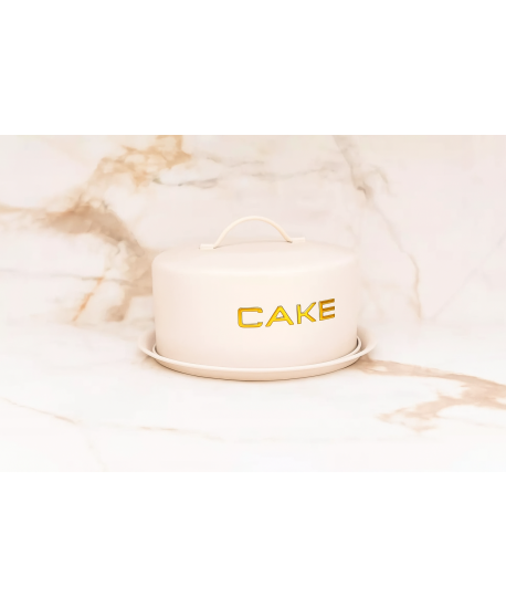 Beige cake dish with cover 28x28x15cm