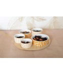 Set apéritif de 5 coupelles sur plateau en bois rond