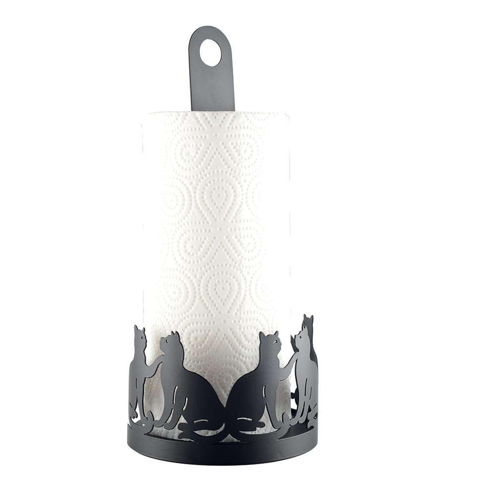 Black cat paper towel holder 14x14x31cm