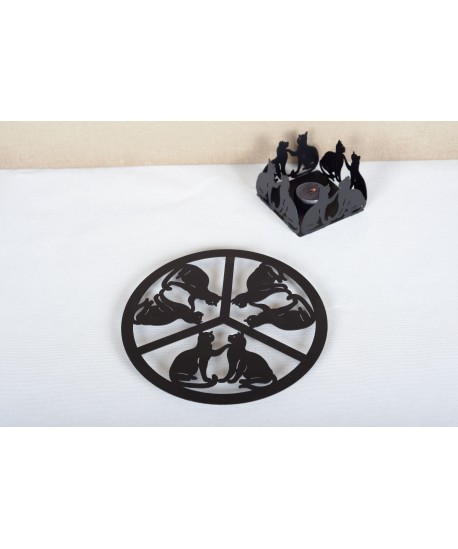 Black cat candle holder 10x10x7cm