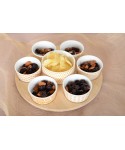 Set apéritif de 7 coupelles sur plateau en bois rond