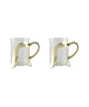Glass coffee cups with gold metal decoration - set of 2