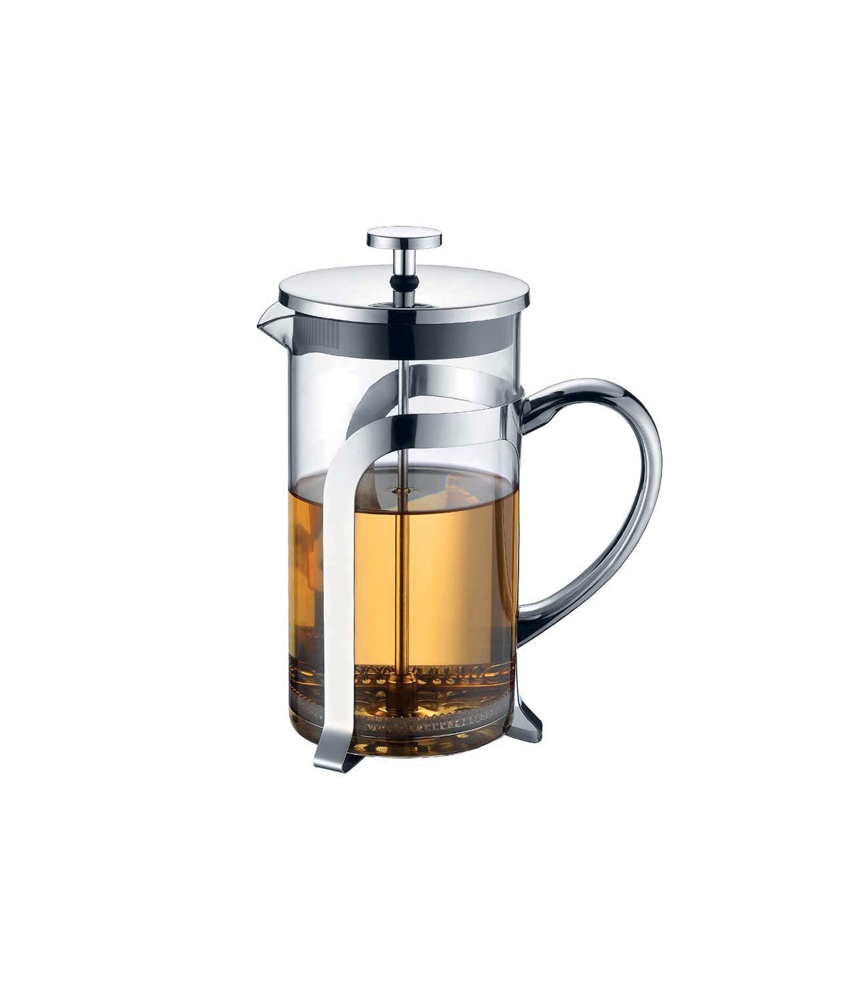 Glass coffee maker with silver metal decoration 9x9x18cm