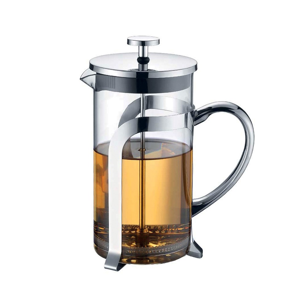 Glass coffee maker with silver metal decoration 9x9x18cm