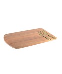 Wooden cheese platter with 2 knives