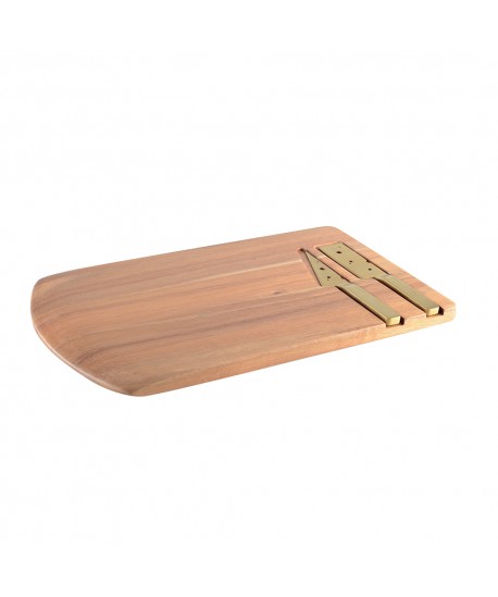 Wooden cheese platter with 2 knives
