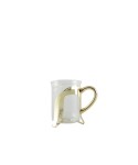 Glass coffee cups with gold metal decoration - set of 2