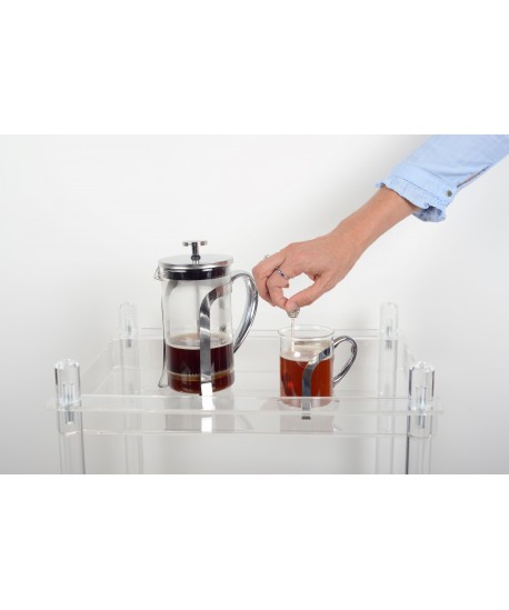 Glass coffee cups with silver metal decoration - set of 2