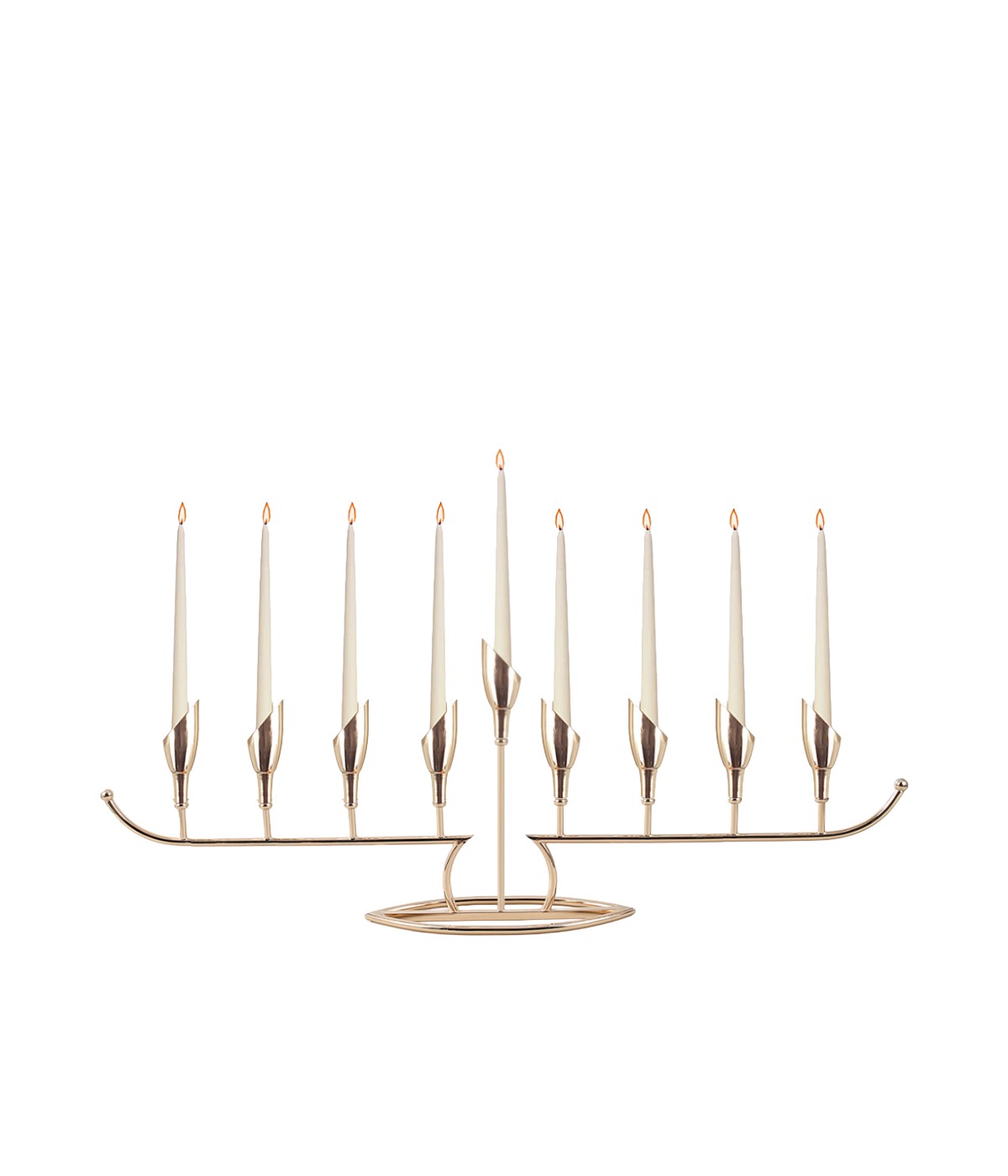 Gilded menorah on stand 77x12x29cm