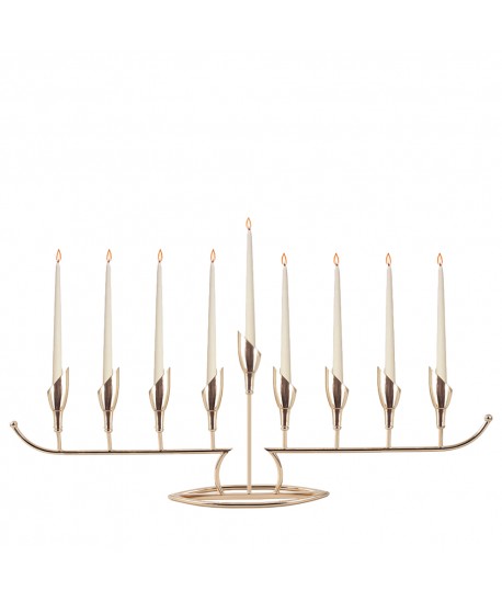 Gilded menorah on stand 77x12x29cm