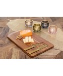 Wooden cheese platter with 2 knives