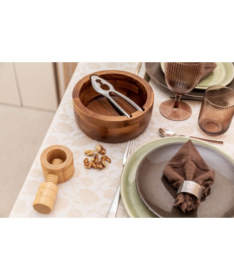 Wooden bowl with nutcracker