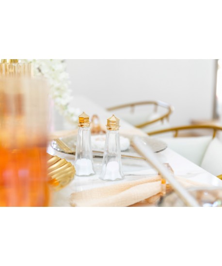 Golden salt and pepper shaker set 4.6x4.6x11.5cm