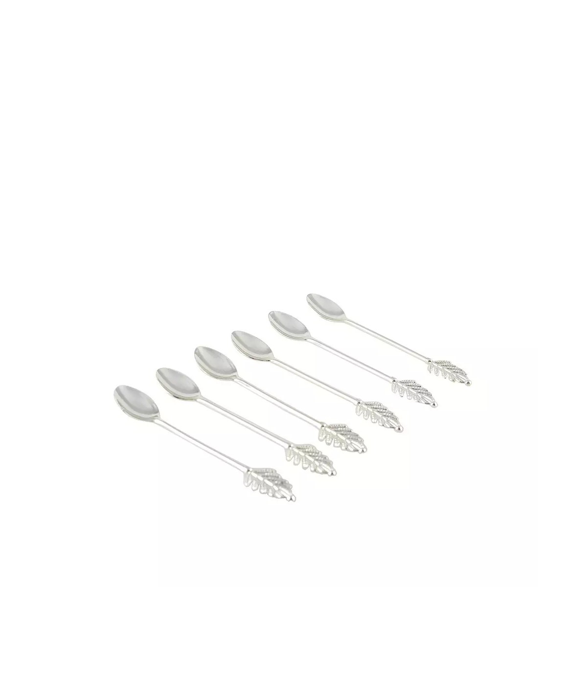 Silver leaf coffee spoons - set of 6
